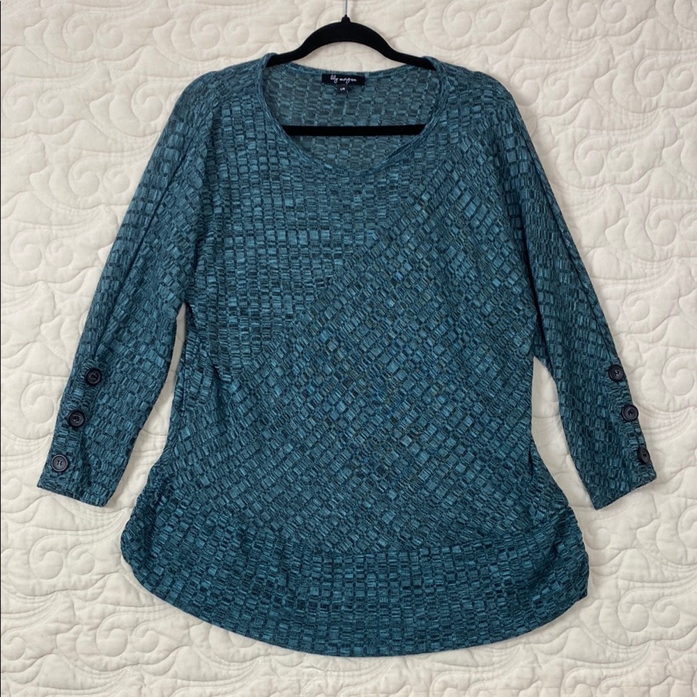 Lily Morgan 3/4 Sleeve Tunic with Textured Knit Size Large